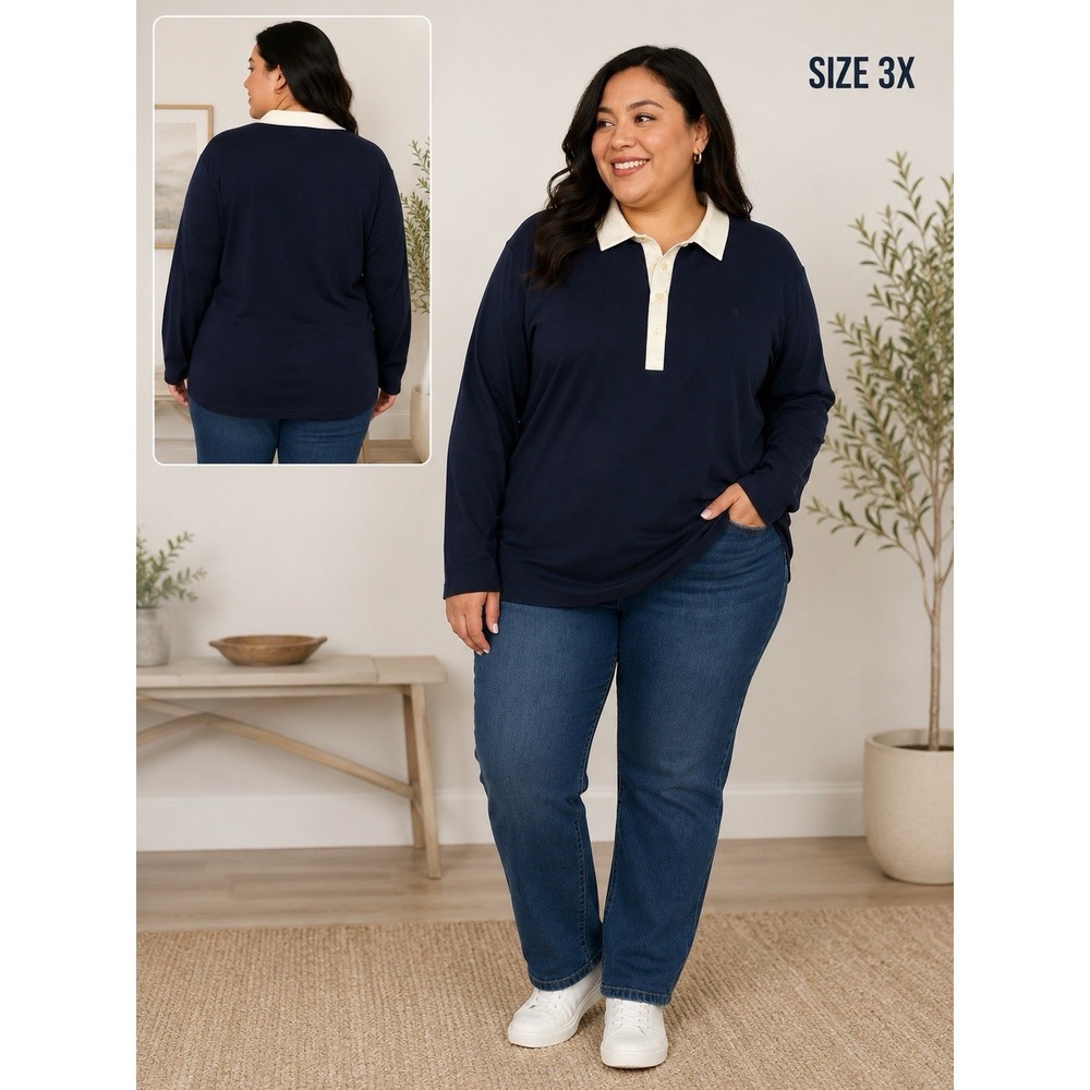 Vintage Y2K Lauren Ralph Lauren Polo Women 3X Navy Ivory NWT LRL Crest -3679